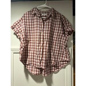 Madewell Checkered Plaid Short Sleeve Top Large